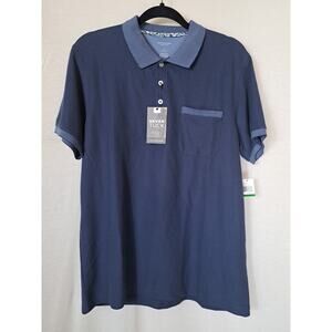Van Heusen Never Tuck Blue Men’s L Slim Fit Shorter Length Collared Shirt NEW